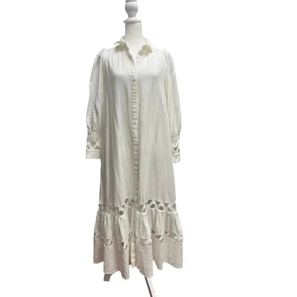 Lisa Marie Fernandez xTarget White Linen Button Up Cutout Shirtdress Size 4 - Picture 13 of 16